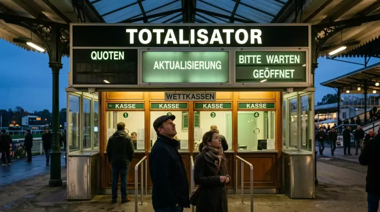Totalisator-Anzeigetafel mit wechselnden Quoten auf einer Rennbahn